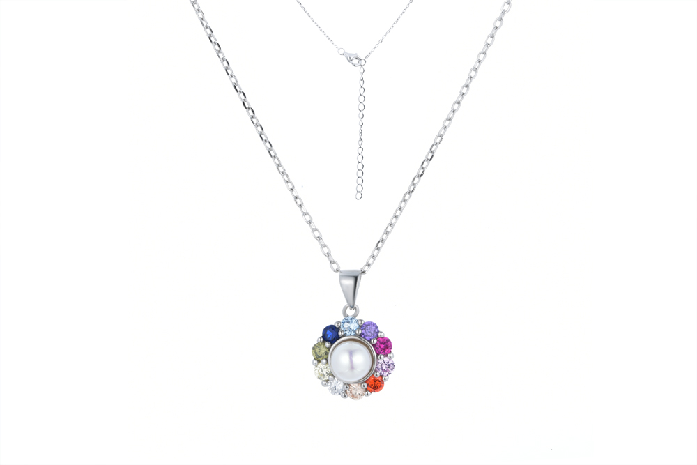Collar plata 925 zirconitas con perla 5mm