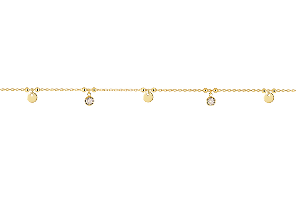 Sterling silver mini tag 6mm & cz 5mm necklace