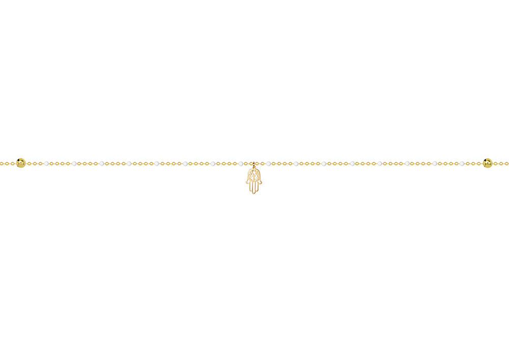 [16006N38E5BLDO] Sterling silver hand of fatima enamel necklace