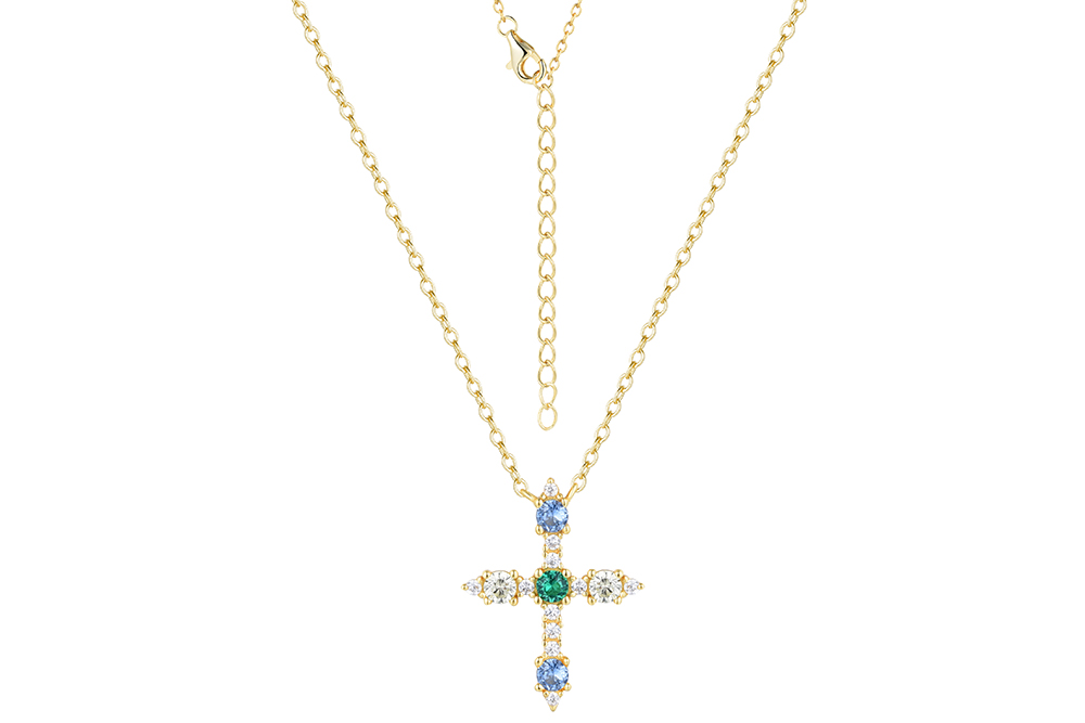 [16618N40E5ZMXDO] Sterling silver zirconia cross necklace