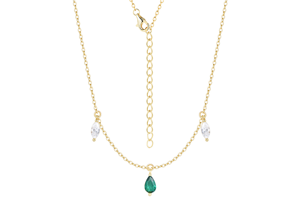 Sterling silver three zirconias necklace