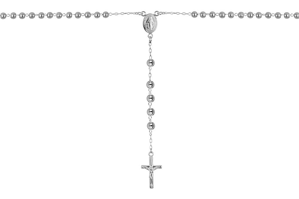 Sterling silver 4mm beads rosary necklace