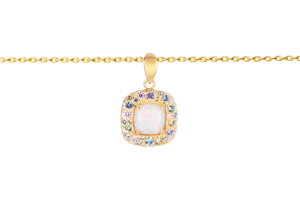 Sterling silver natural stone & zirconia necklace