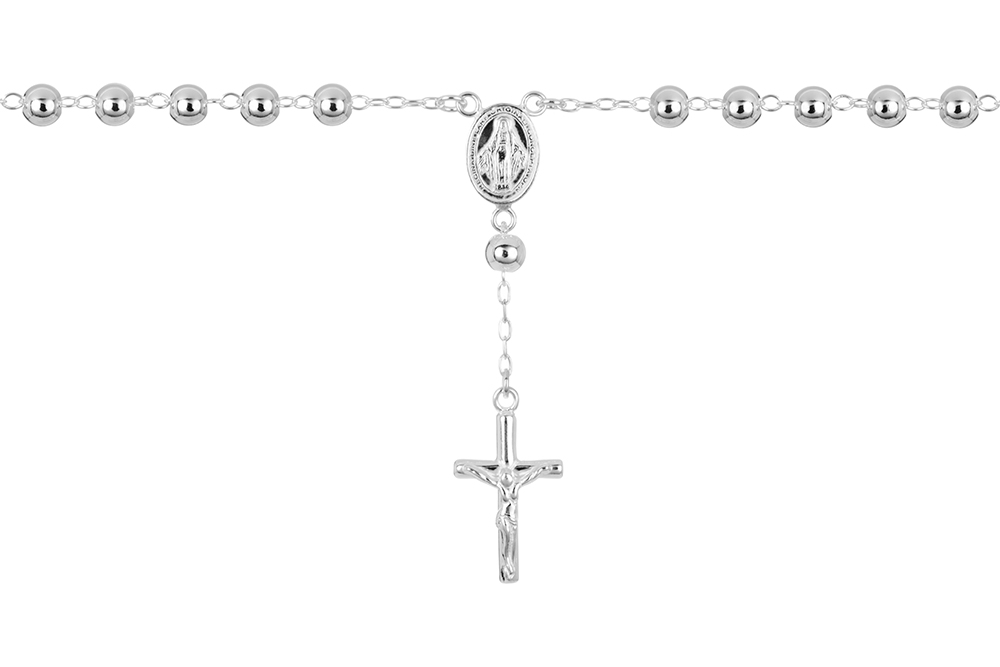 Sterling silver rosary 5mm bead necklace