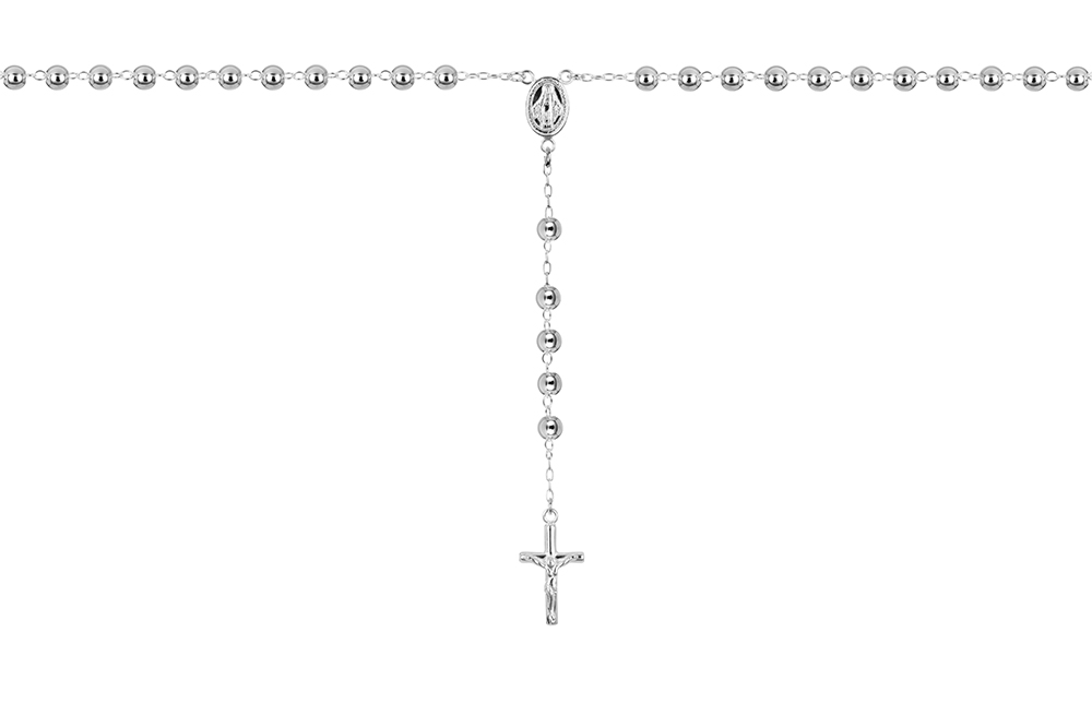 [17129N5500PL] Collar plata 925 rosario bola 4mm cruz 23x12mm