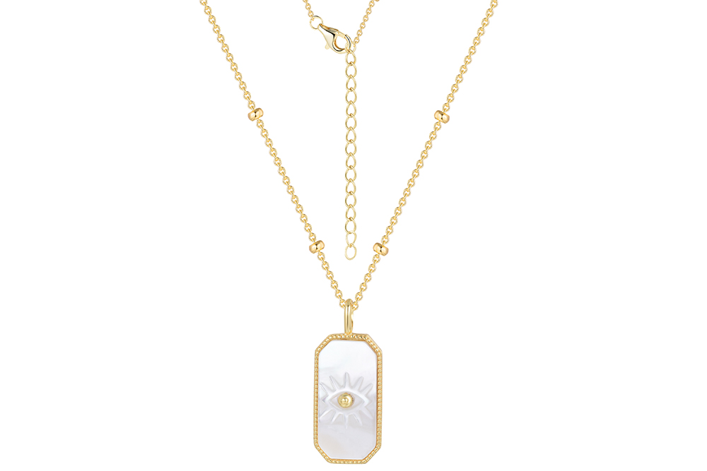 [17134N38E5NBLDO] Collar plata 925 placa rectangular 19x10mm ojo nacar