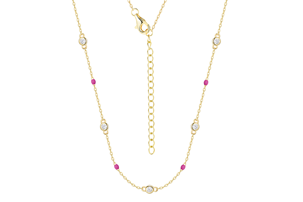 Sterling silver zirconia & enamel necklace