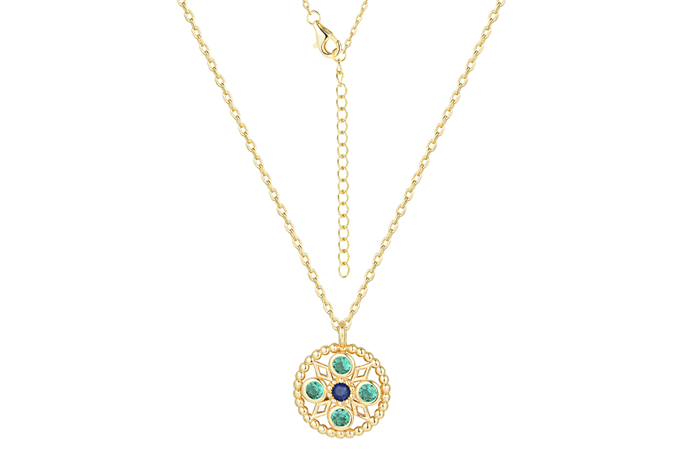 [17154N38E5ZMXDO] Sterling silver zirconia flower necklace