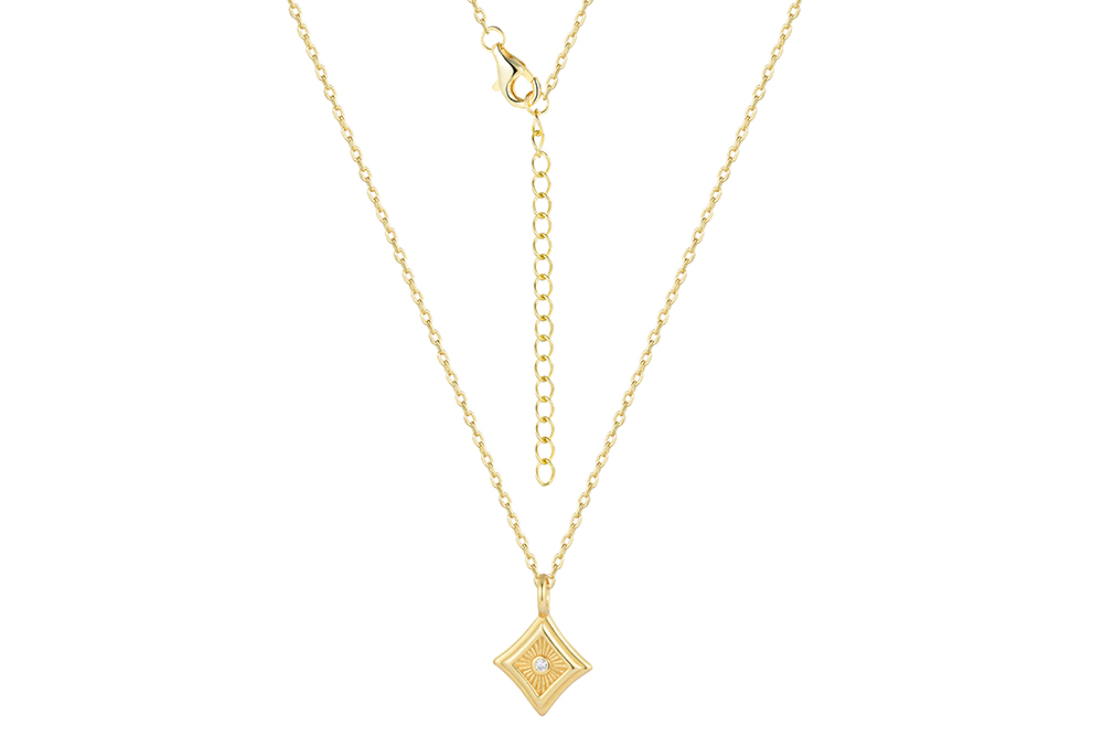 Sterling silver rhombus zirconia necklace