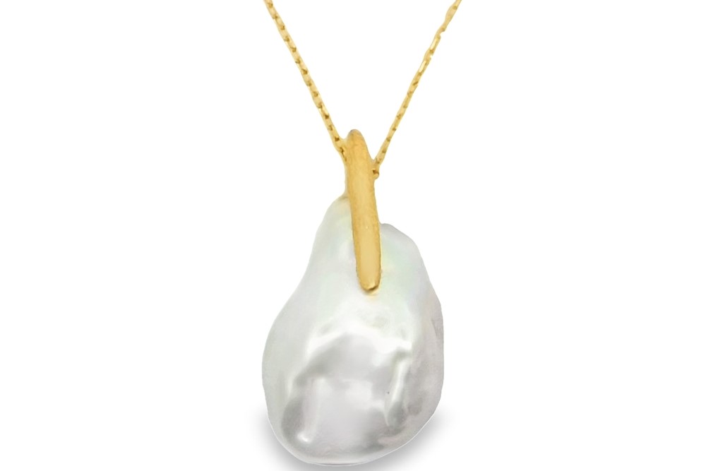 Sterling silver irregular shape 16.5-18.5mm baroque freshwater cultured pearl necklace