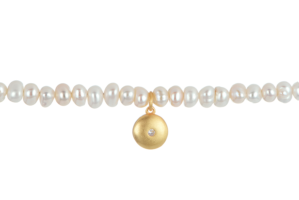 Sterling silver 3.5-4.5mm freshwater cultured pearl necklace with zirconia