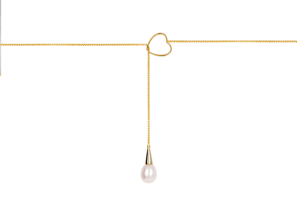 Sterling silver freshwater cultured pearl necklace with heart 13mm