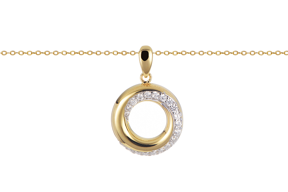 Sterling silver zirconia circle necklace