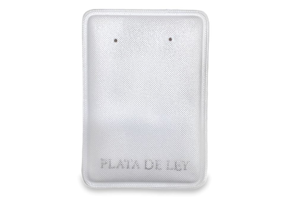 Tacos de plasti/seda impreso "plata de  ley" 70 x 50mm