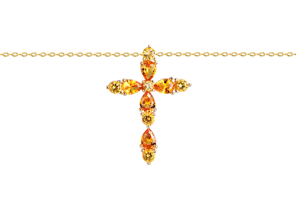 [17940N40E5ZMXDO] Terling silver mix zirconia cross 23x16mm necklace