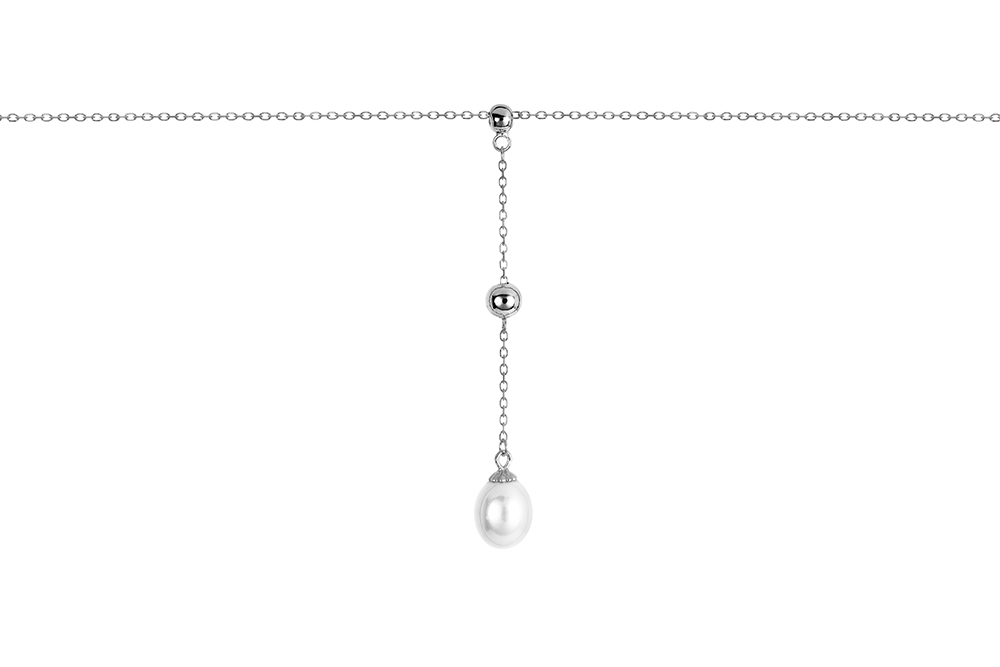 Sterling silver with 4mm and 5mm beads and 8mm pearl necklace