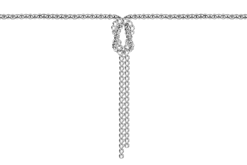 Collar plata 925 cadena coreana con nudo riviere de zirconitas de 2mm