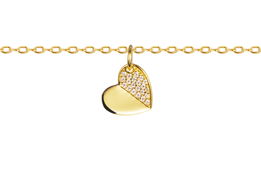 [18524N38A5ZBLDO] Sterling silver 10x10mm cubic zirconia heart necklace