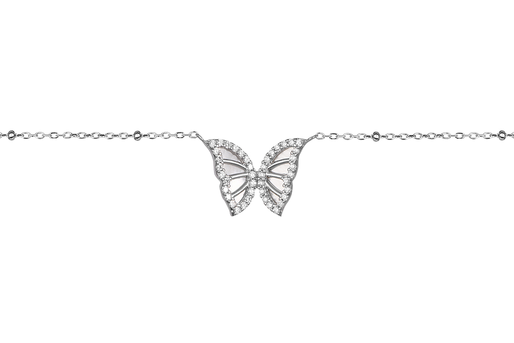 [18543N38A5NBLRD] Collar plata 925 mariposa 12x18mm