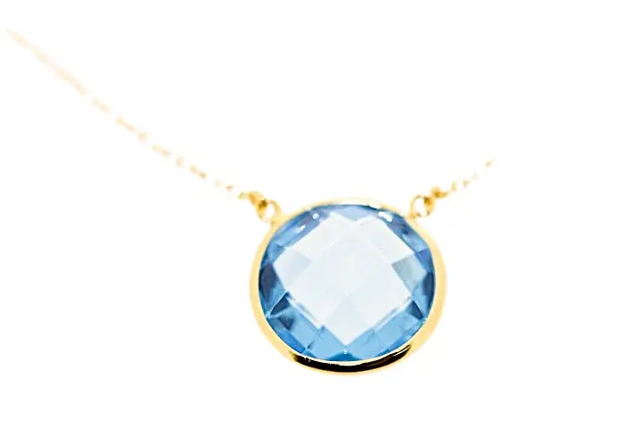 [02963C00CZAG] Collar plata baño oro cz  (Aguamarina)