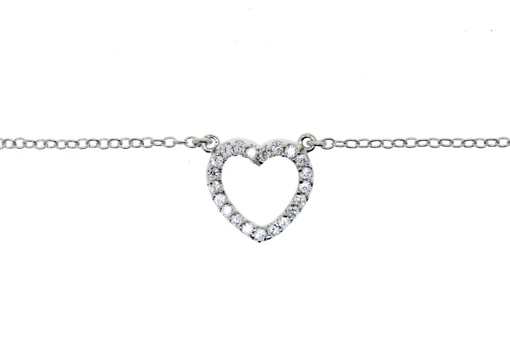 [04774C002ZBL] Silver 925 necklace heart cz 40+5cm rhodium (Gold plated)