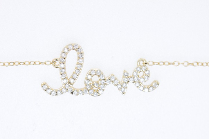 [05814C002ZBL] Silver 925 love necklace cz 40+5cm rose gold plated (Gold plated)