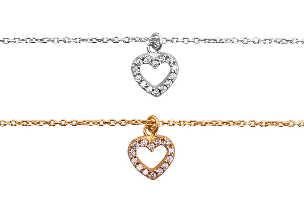 [06512N40A5ZBLDO] Sterling silver zirconia heart necklace (Gold plated)