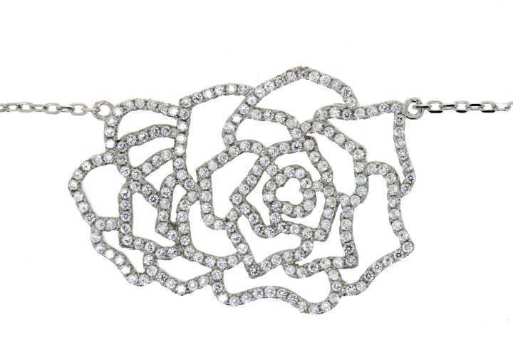 [06651C001ZBL] Collar plata 925 microsetting zirconita rosa (Rodio)