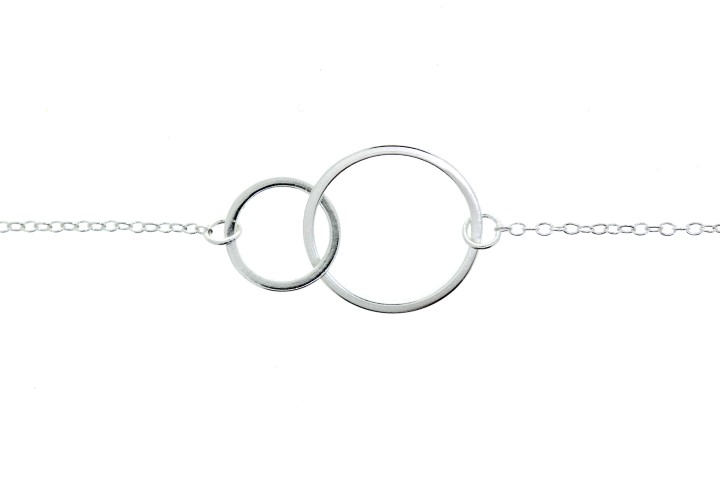 Silver 925 necklace two circle 40+5cm sterling silver