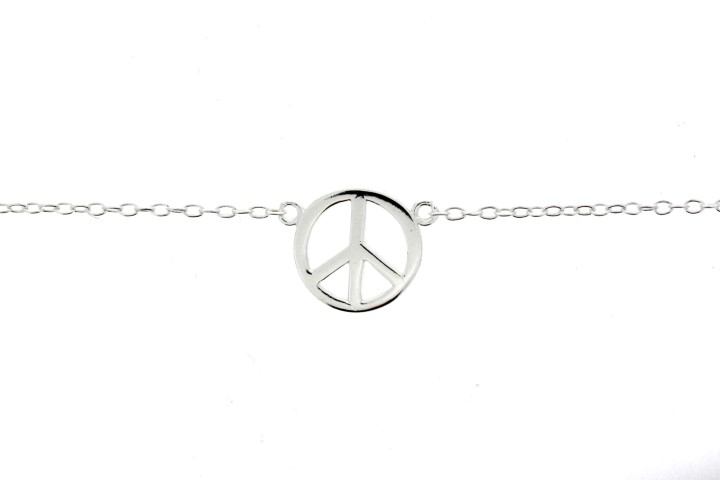 Silver 925 necklace peace symb 40+5cm sterling silver