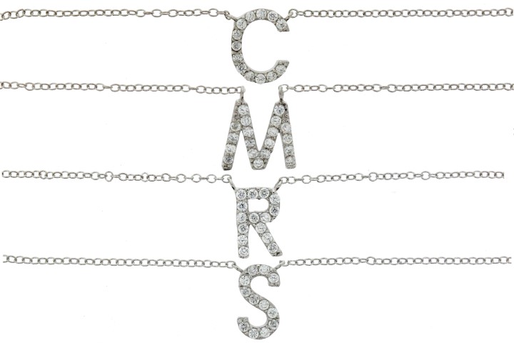 Silver 925 necklace cz letter