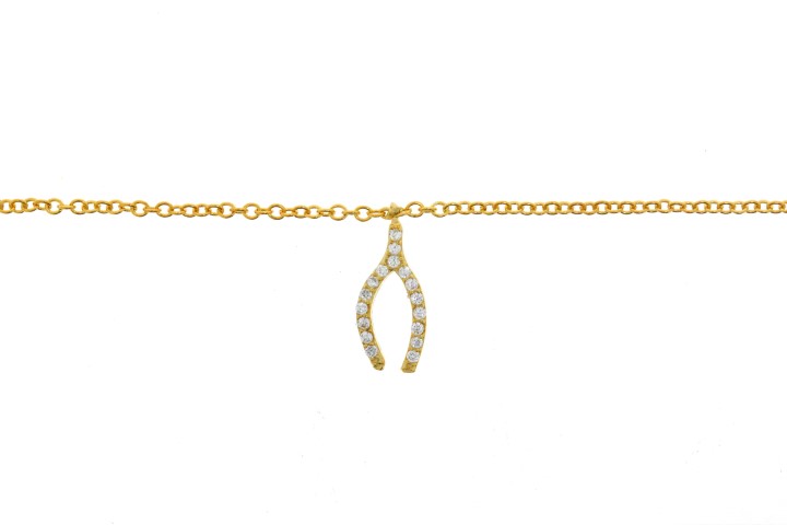 [075693802ZBL] Silver 925 cz necklace 38+5cm rhodium (Gold plated)