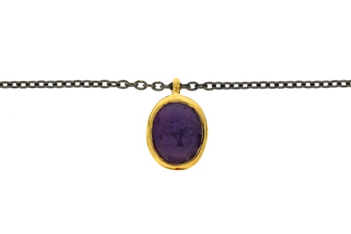 Silver 925 necklace semi preci 50cm gold plated