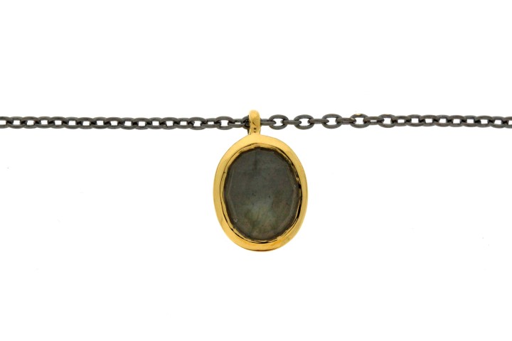 Silver 925 necklace semi preci 50cm gold plated
