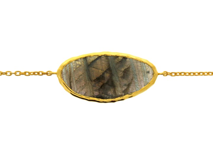 Silver 925 necklace semi preci 45cm gold plated