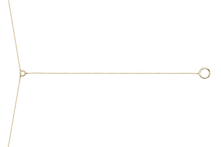 Silver 925 necklace cz two cir 50cm rhodium