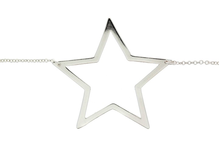 Silver 925 necklace star 40+5cm sterling silver