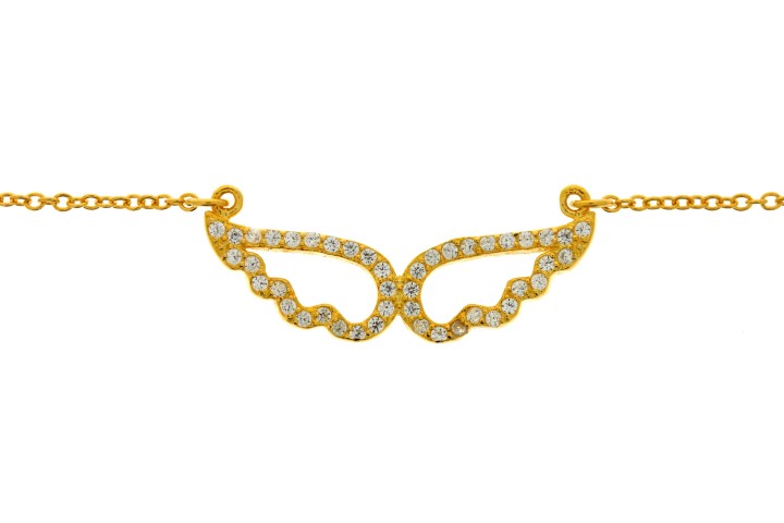 [08074C002ZBL] Silver 925 cz wing necklace 40+5cm rose gold plated (Gold plated)