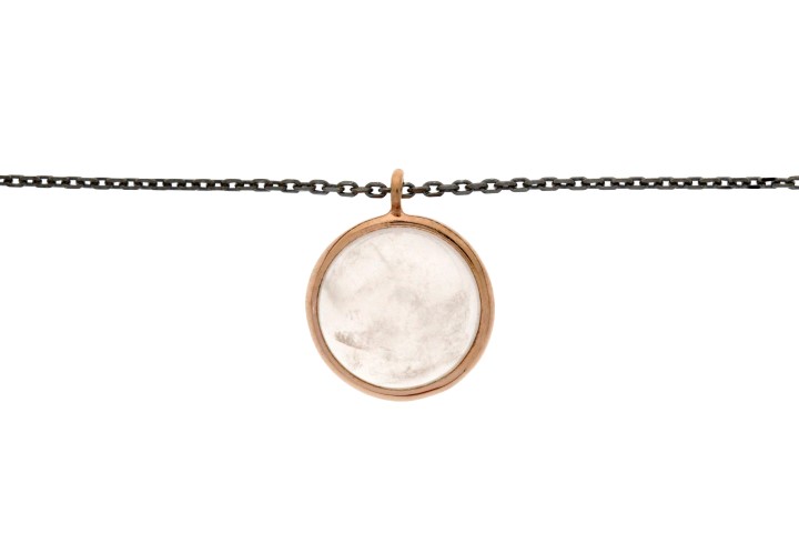 [08152C402RRQ] Collar plata 925 piedra semi preciosa  (Cuarzo rosa)