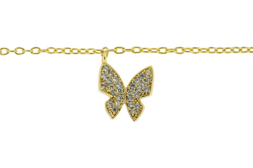 Collar plata 925 cz mariposa extensión 2 anillas