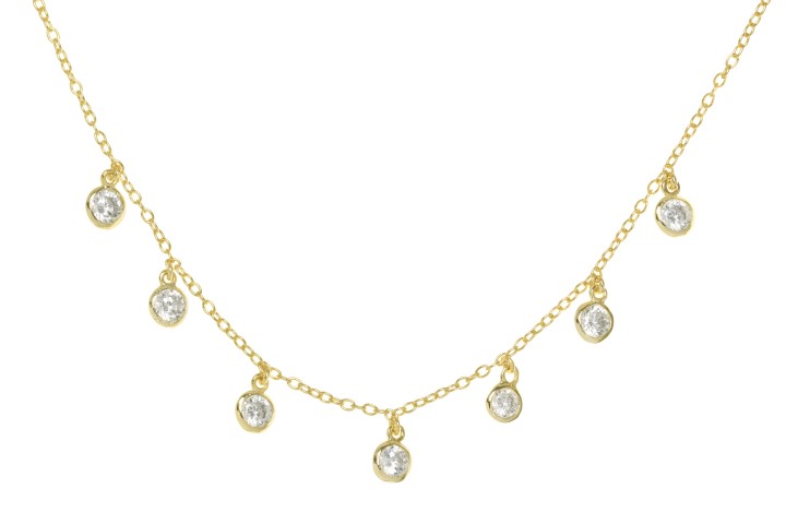 [08685C002ZBL] Silver 925 cz necklace 40+5cm rutenium plated (White, Gold plated)