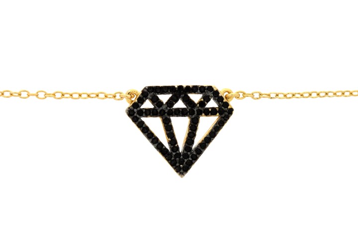 Silver 925 diamond necklace wi 38+5cm rhodium