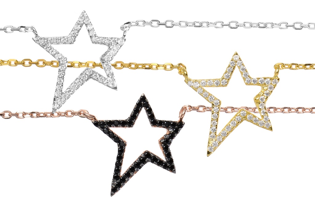 Silver 925 microsetting neckla 40+5cm rose gold plated