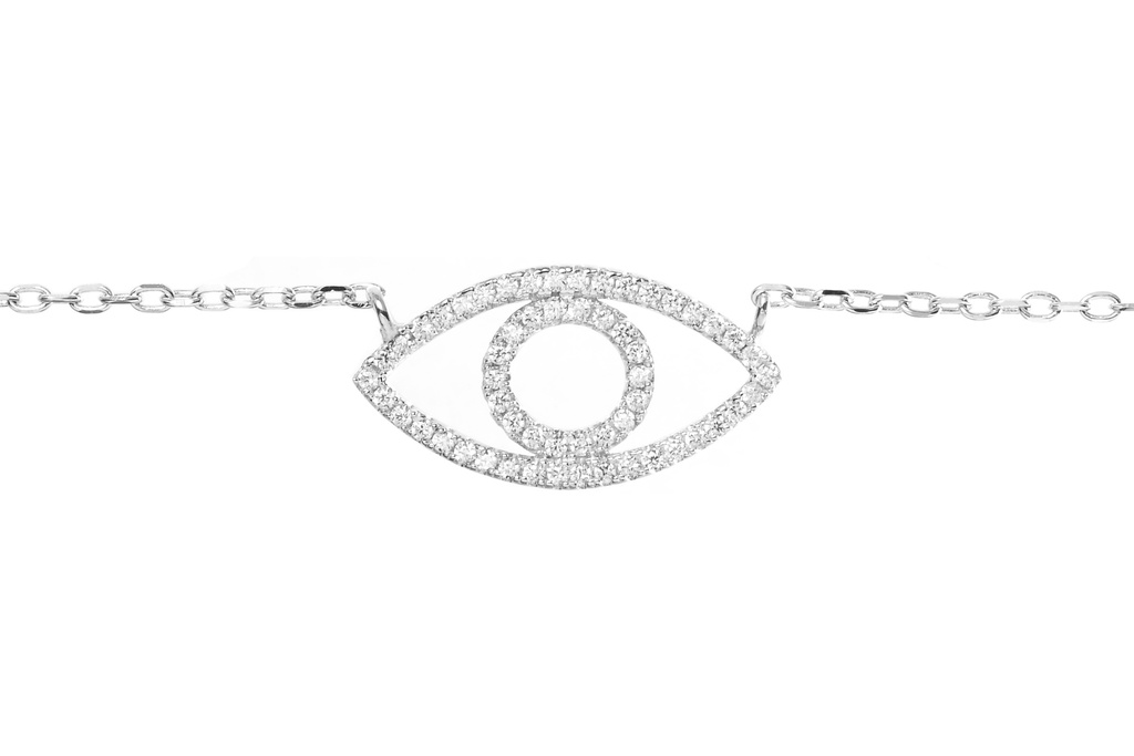 Collar plata 925 microsetting cz ojo turco pequeño 