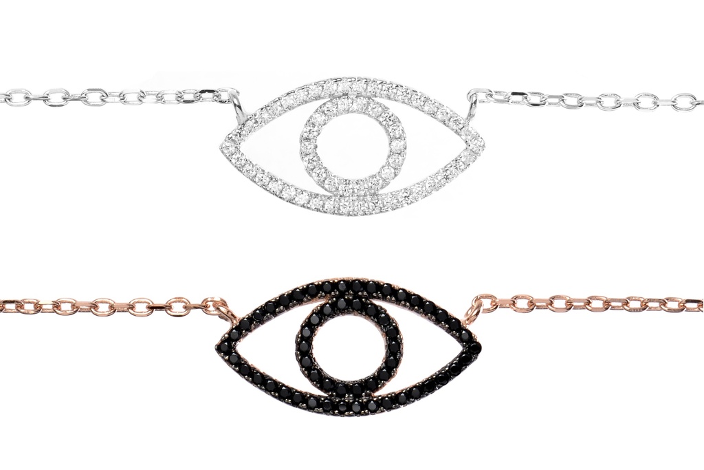 Collar plata 925 microsetting cz ojo turco pequeño 