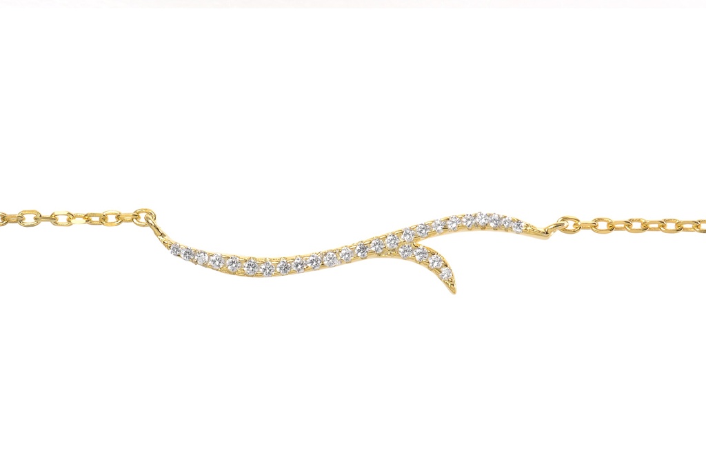 [08757C002ZBL] Silver 925 branch necklaces cz 40+5cm rhodium (Gold plated)