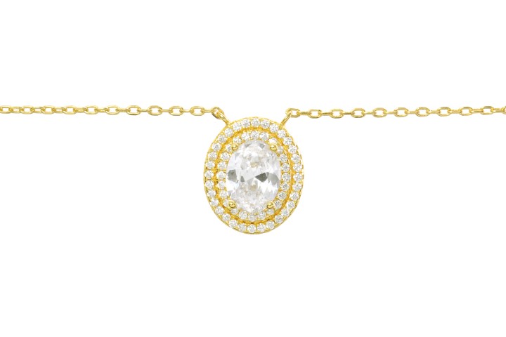 [08886C382WBL] Silver 925 necklace cz 38+5cm rutenium plated (Gold plated)