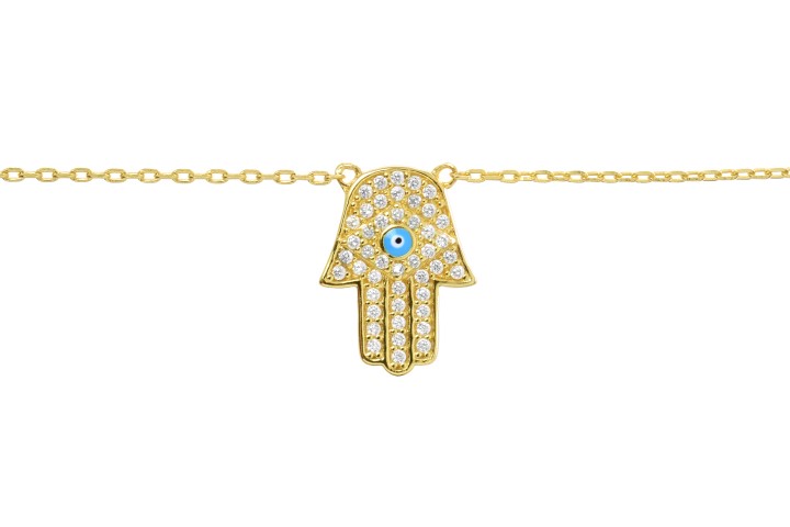 [08887C382ZBL] Silver 925 hand of fatima neck 38+5cm rutenium plated (Gold plated)