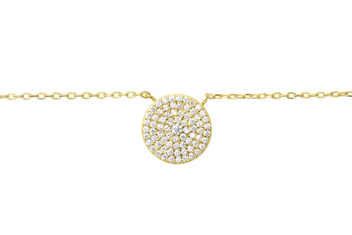 [08888C382ZBL] Silver 925 round necklace cz 38+5cm rhodium (Gold plated)