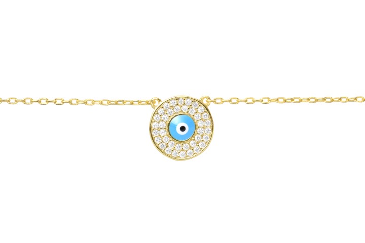 [08895C382ZBL] Silver 925 turkish eye necklac 38+5cm rutenium plated (White, Gold plated)